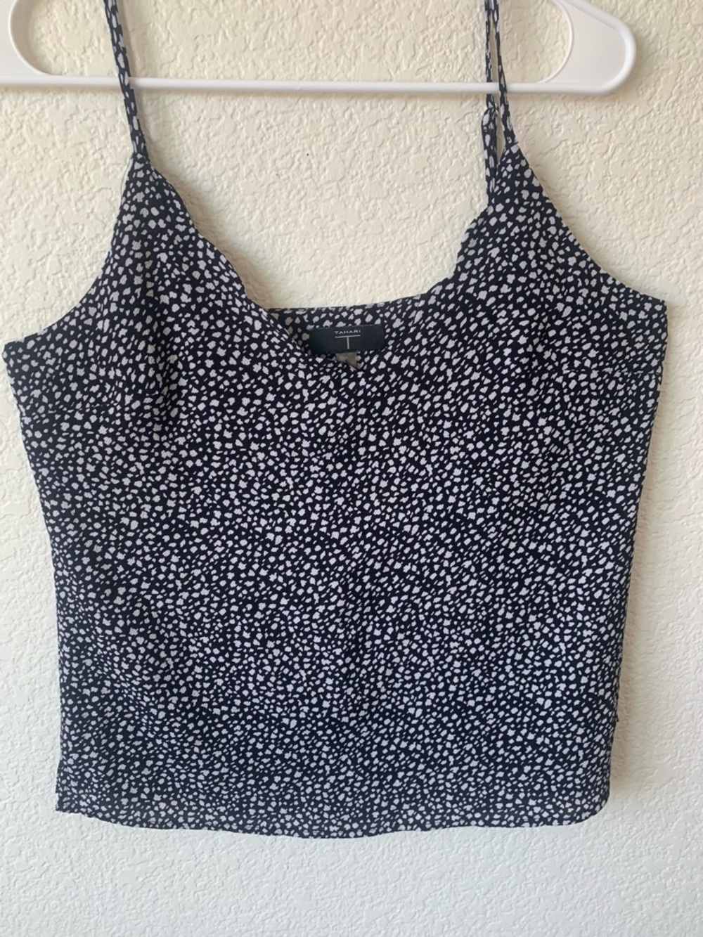 Tahari Black and White Dot Print Spaghetti Strap Camisole
